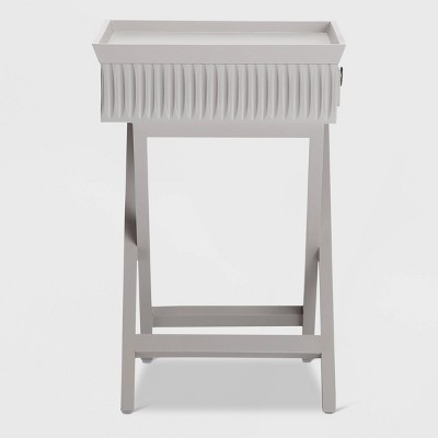 Gray Painted Wood Bedside Table with Drawer