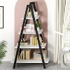 Hooseng 4-Tier Industrial Ladder Bookshelf, Narrow Ladder Shelf, Tall Standing Bookshelf,  A-Shaped Standing Bedroom Ladder Shelf - 2 of 4