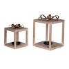Transpac Wood 11.25 in. Rose Gold Christmas Gift Box Lantern Set of 2 - 3 of 4