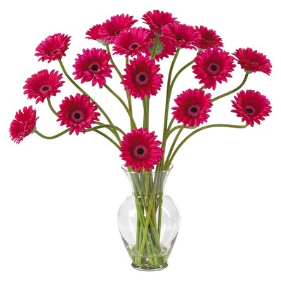 Nearly Natural Gerber Daisy Liquid Illusion Silk Flower Arrangement
