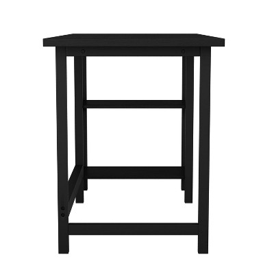 Black Wood Grain Trestle Desk with Open Shelving