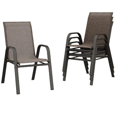 Patio Chairs Set of 4, Stackable & Lightweight Outdoor Patio Chairs Set with All-Weather Breathable Teslin Material for Backyard