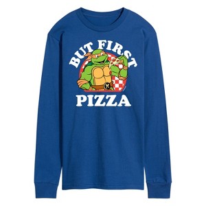 Men's - Teenage Mutant Ninja Turtles - But First Pizza Long Sleeve Graphic T-Shirt - 1 of 4