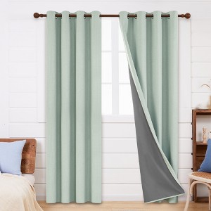 Deconovo Faux Linen Total Blackout with Coating Curtains (2 Panel) - 1 of 4