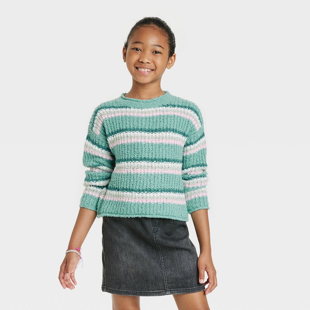 Girls' Pullover Sweater - Cat & Jack West Coast Green XL