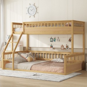 Grungis Twin XL over Queen Loft Bed Can Divided Into 2 Beds,Modern Bunk Bed with Ladder and Guardrails,Loft and Bunk Bed for Bedroom - 1 of 4