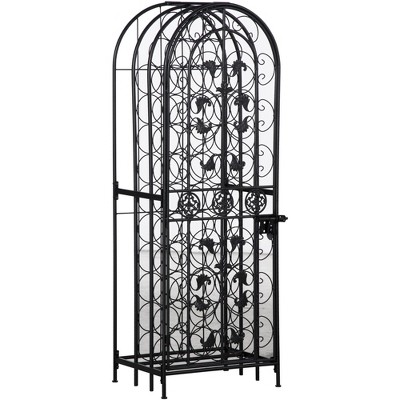 HOMCOM 45-Bottle Modern Wine Organizer Decorative Portable Wrought Iron Wine Rack Jail