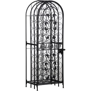 HOMCOM 45-Bottle Modern Wine Organizer Decorative Portable Wrought Iron Wine Rack Jail - 1 of 4