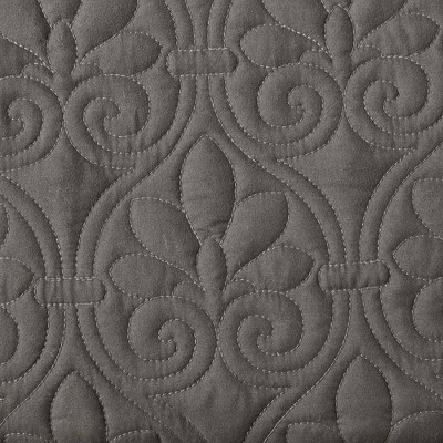 King Dark Grey Microfiber Quilted Bedspread Set