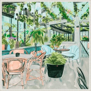 Amanti Art Little Green Cafe I by Melissa Wang Framed Canvas Wall Art Print - 1 of 4