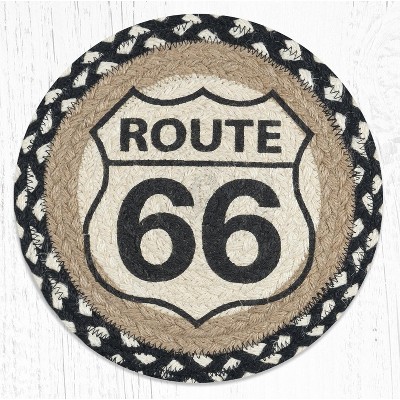 Earth Rugs Route 66 Jute Trivet – 10" Round Hand-Braided Heat Pad, Rustic Americana Kitchen Accent
