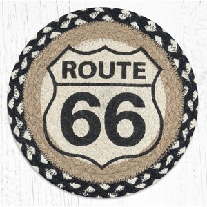 Earth Rugs Route 66 Jute Trivet – 10" Round Hand-Braided Heat Pad, Rustic Americana Kitchen Accent - 1 of 3