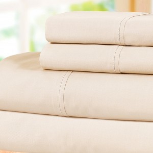 300-Thread Count Breathable Cotton Percale Deep Pocket Solid Bed Sheet Set by Blue Nile Mills - 1 of 4