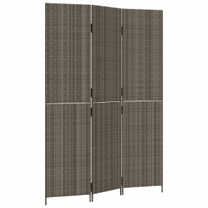 vidaXL Room Divider 3 Panels Gray Poly Rattan – Foldable Privacy Screen with Powder-Coated Steel Frame for Indoor/Outdoor Use – Max Size 57.9"x78.7" - 1 of 4