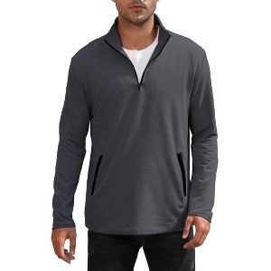 Coolmee Mens Quarter Zip Pullover Sweatshirts with Zipper Pockets Long Sleeve Golf Shirt Winter Athletic Sweater Lightweight - 1 of 4