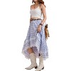 Women's Western Boho Skirt - Lace Ruffle Asymmetrical Hem Cowgirl Style Blue and White - 3 of 4