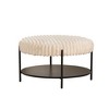 Grungis Faux Fur Round Storage Benches with Metal Legs and Wooden Open Shelf,Upholstered Storage Ottoman,Storage Ottoman Bench for Living Room - 4 of 4