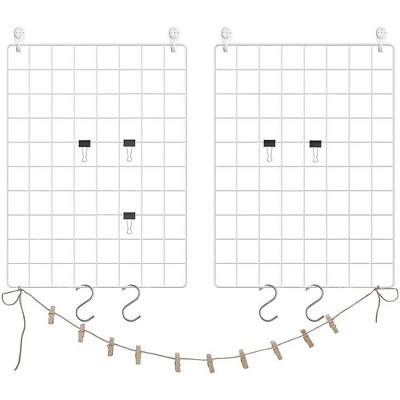 SONGMICS Grid Photo Wall, 16.5 x 12.2 Inches, Set of 2, Wire Wall Grid Panel, Photo Wall Display, DIY, Hanging Picture Wall