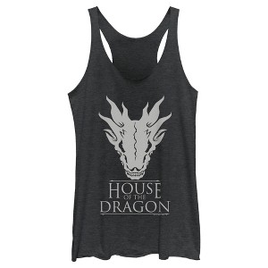 Women's Game of Thrones: House of the Dragon White Dragon Skull Logo Racerback Tank Top - 1 of 4