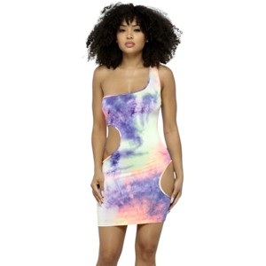 Slickblue One-Shoulder Cut-Out Mini Dress for Women –Trendy Night Out Dress in Purple or Green, Size S-L - 1 of 3