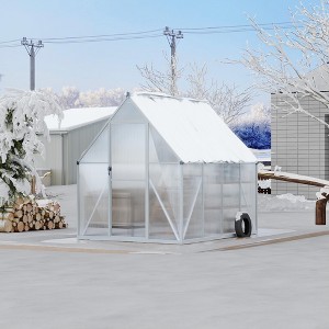 6X7FT Polycarbonate Greenhouse, Heavy Duty Aluminum Walk-In Greenhouses with Adjustable Roof Vent, Outdoor Plant Greenhouse for Garden - 1 of 4