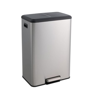 SEVOBAL Trash Can Kitchen Garbage Can Trash Cans Rectangle Stainless Steel with Soft Close Lid Step Foot Pedal Bathroom Toilet, Gray, 30"*23"*16" - 1 of 4