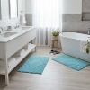 Knightsbridge Stylish And Comfortable Traditional Diamond Design 2 PC Cotton Bath Rug Set 20"x30" & 24"x40" Stone - 2 of 4