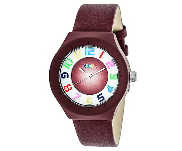 Crayo Atomic Women's Leatherette Strap Watch - Maroon