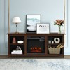 Costway 58'' 2-Tier Fireplace TV Stand W/18'' Electric Fireplace up to 65'' - 3 of 4
