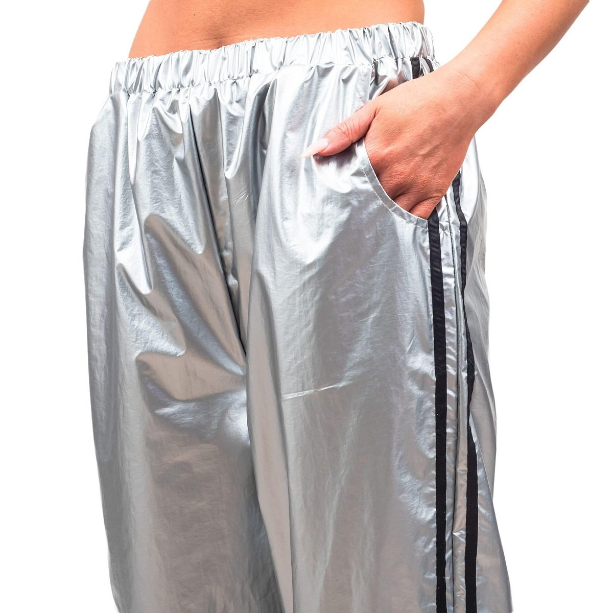 Costume Agent Todd & Margo Shiny Silver Workout Top and Pants Deluxe Sweatsuit Set for Halloween & Cosplay - thumbnail 8