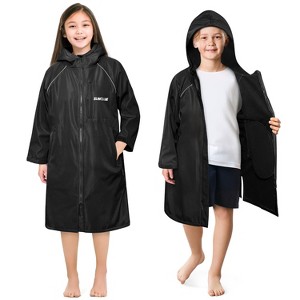 SUN CUBE Swim Parka Boy Girl, Unisex Kids Hooded Changing Robe with Warm Fleece Lining for Swimming, Surfing, Water Sports - 1 of 4