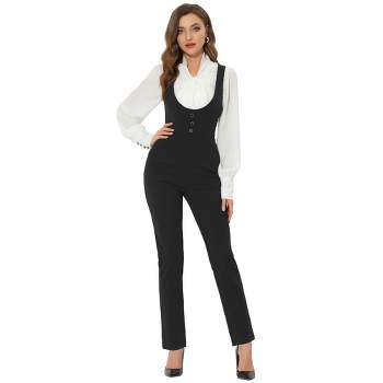 Allegra K Women's Casual U Neck One-Piece Long Playsuits Office Business Overalls Jumpsuit