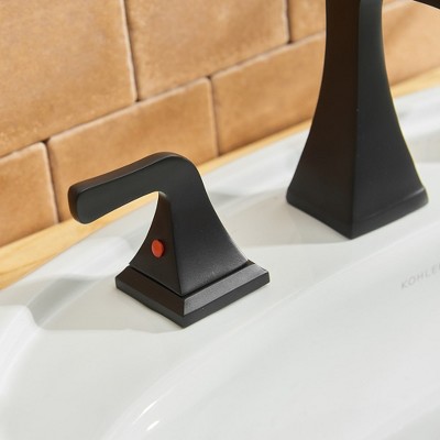 Matte Black Widespread Double Handle Bathroom Faucet with Pop-Up Drain