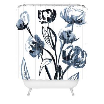 Alison Janssen Peonies Shower Curtain Blue - Deny Designs