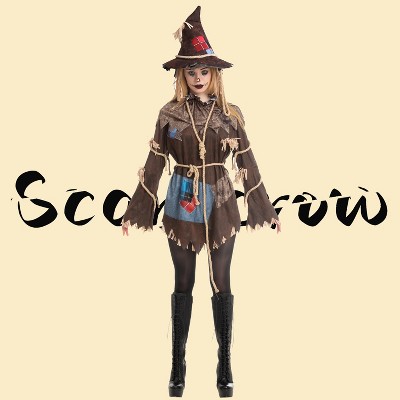Joyfy Adult Women Scary Scarecrow Costume for Halloween Dress up Party