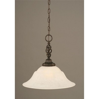 Toltec Lighting Elegante 1 - Light Pendant in  Dark Granite with 16" White Marble  Shade