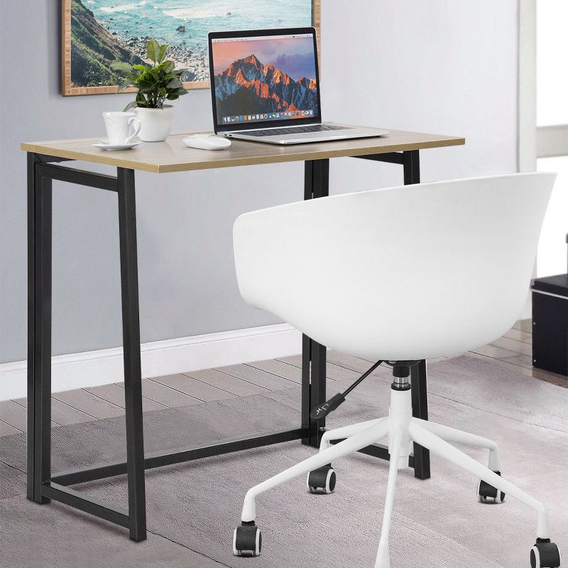 Costway Foldable Computer Desk Home Office Laptop Table Writing Desk Study Table Natural/White/Brown/Black, 2 of 11
