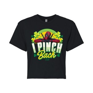 Women's - Marvel - St. Patrick's Day I Pinch Back Cropped Graphic T-Shirt - 1 of 4