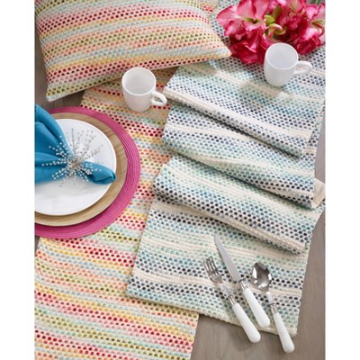 Multicolor Cotton Woven Table Runner with Confetti Design
