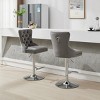 Set of 2 Swivel Velvet Bar Stools with Backs, Adjustable Height, Upholstered Barstools with Chrome Base for Kitchen Island or Bar - Cuddlewood - 2 of 4