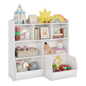 Toy Storage Organizer with 2 Movable Drawers, Toy Organizer with 5 Open Cubbies, Multifunctional Floor Storage Chest for Playroom - 1 of 4