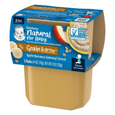 Gerber Sitter 2nd Foods Apple Banana with Oatmeal Cereal Baby Food Tubs - 2ct/8oz