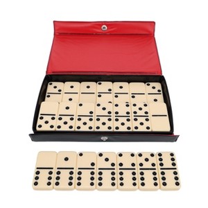 WE Games Double 6 Dominoes - Ivory with Black Vinyl Case - 1 of 4