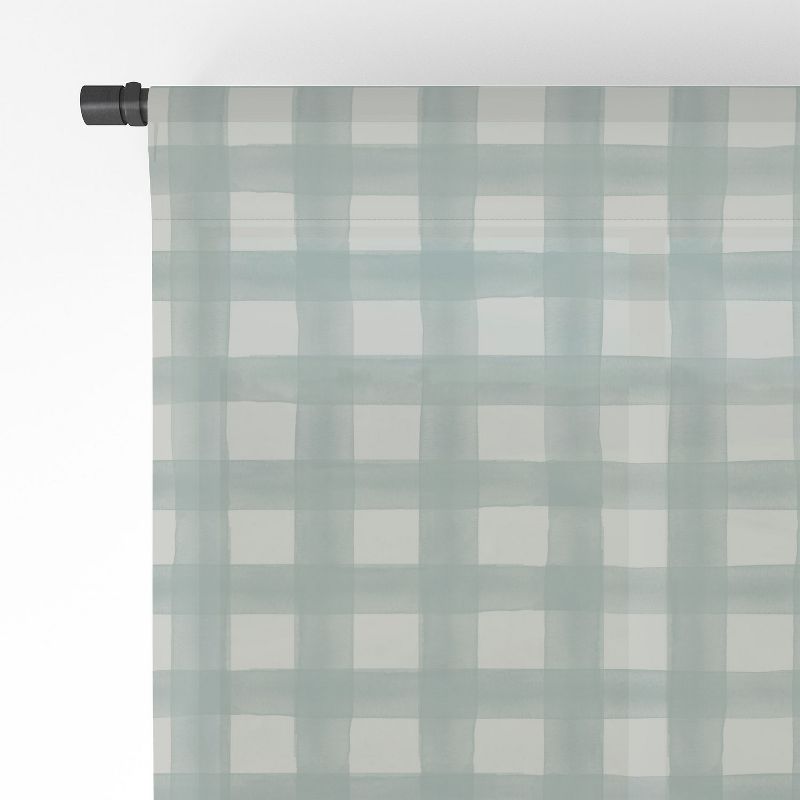 Little Arrow Design Co watercolor plaid dusty blue Single Panel Sheer Window Curtain - Deny Designs, 4 of 7