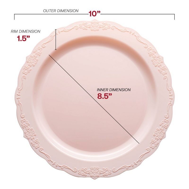 Smarty Had A Party 10" Pink Vintage Round Disposable Plastic Dinner Plates (120 Plates), 2 of 7