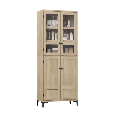 Tall Storage Cabinet, Kitchen Pantry Cabinet 5 Tier Bathroom Cabinet with 4 Doors Adjustable Shelves for Kitchen, Dining Room, Bathroom