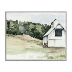 Stupell Industries Quiet Countryside Farmhouse Cottage Green Pasture Framed Giclee Art, Gray, 14" x 11" - 1 of 4