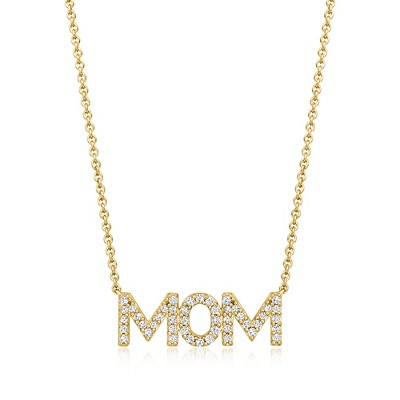 Ross-Simons 0.25 ct. t.w. Diamond "Mom" Necklace in 18kt Gold Over Sterling