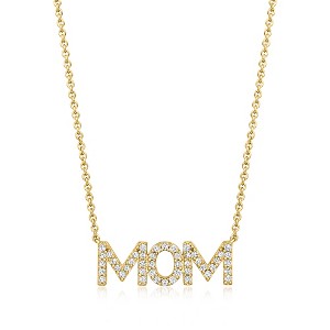 Ross-Simons 0.25 ct. t.w. Diamond "Mom" Necklace in 18kt Gold Over Sterling - 1 of 3