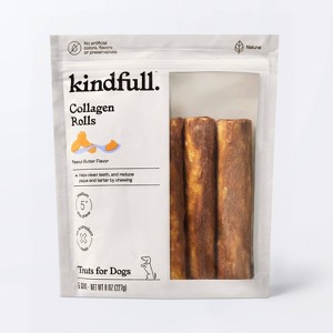 Rawhide Alternative Collagen Roll Peanut Butter Flavor Adult Dog Treats - Kindfull™ - 8.8oz/5ct - 1 of 3